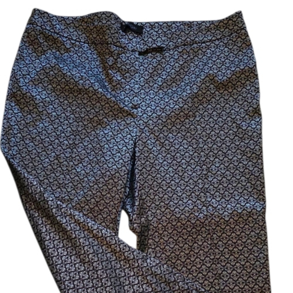 Michel Studio Silver Black Textured Embossed Velveteen Pants Tapered Leg